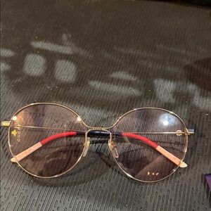 Gucci Gold and Red Round Glasses